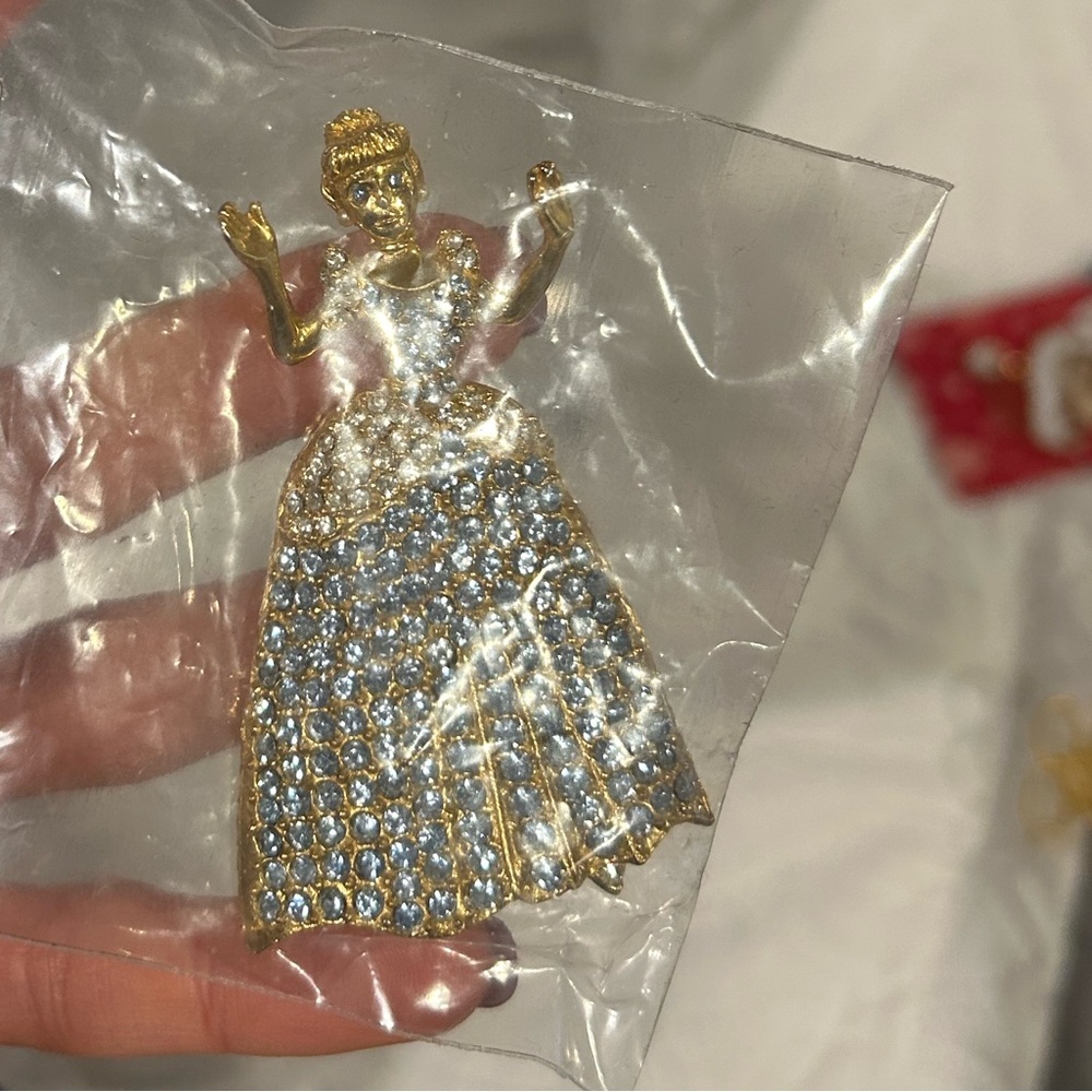Cinderella Gold and Blue Princess Brooch pin